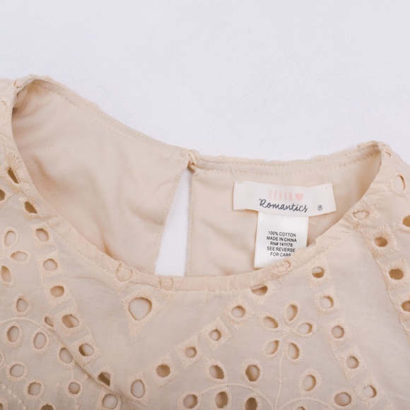 Feminine Eyelet Puff Sleeves Blouse Cute Girly Coquette Cream Medium - Picture 6 of 14